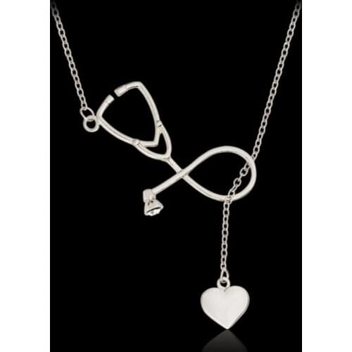 Stethoscope Necklace Love Heart Choker Necklace Medical Nurse Stethoscope Necklaces For Women Doctor Nurse Gift Bff Jewelry Gift
