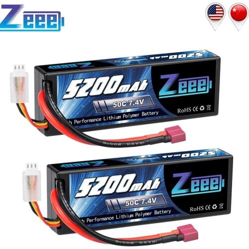 2units Zeee 5200mAh 7.4V 50C Lipo Batteries for RC Car 2S RC Lipo Battery with Deans Plug For RC Car Truck Helicopter Boats