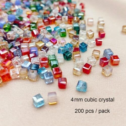 200pcs/4mm cube crystal beads multicolor glass crystal beads diy jewelry accessories necklace bracelet jewelry making