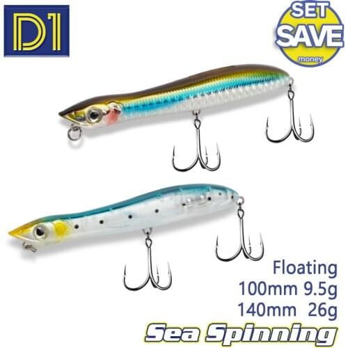 D1 Sea Popper fishing lure 2020 Snake head Pencil Floating Wobblers Topwater 100mm140mm Artificial bait for sea bass pike 3 pcs
