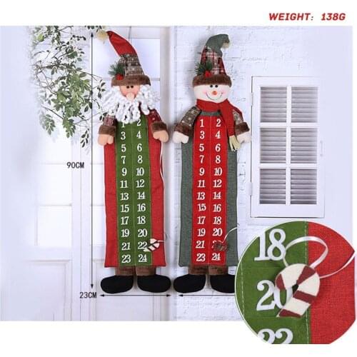 90*23cm Christmas Advent Calendar Reminder Important Day New Year Santa Claus Snowman Home Door Countdown Hanging Decorations
