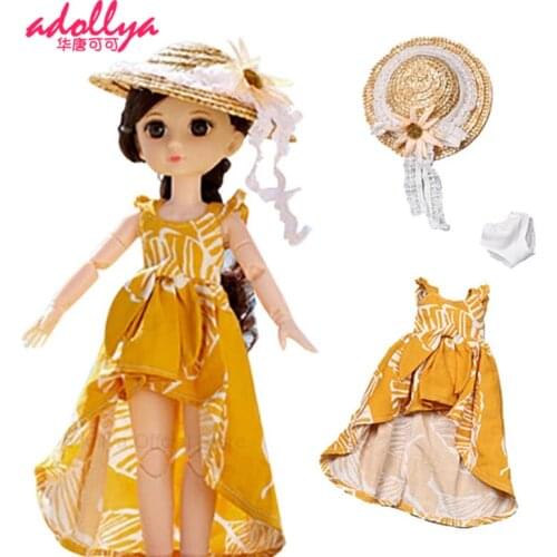 Adollya BJD Doll Accessories Clothes Suit Beach Skirt Short Sleeve Dress Panties for Girl Doll Suitable for 1/3 Dolls