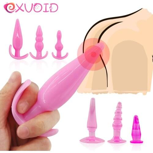 EXVOID G-spot Prostate Massager Anal Plugs 6Pcs Sex Toys for Couples Women Men Gay Anal Beads Jelly Sex Shop Adult Products