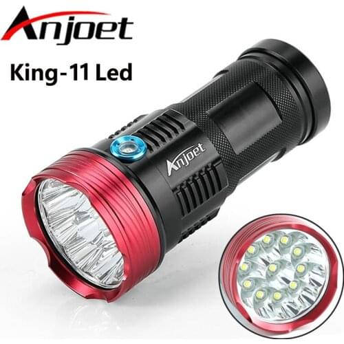 Anjoet 20000 lumens King 11T6 flashlamp 11 x XM-L T6 LED Flashlight Torch Lamp Light For Hunting Camping for 18650 battery