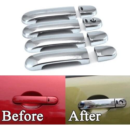 BBQ@FUKA Car Styling for Nissan Versa Tiida Latio 07-11 Chrome Door Handle Cover Trim + Smart Hole