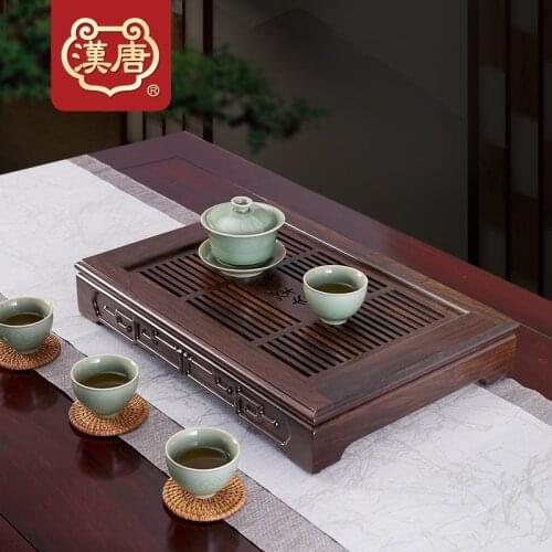 Hantang Tea Set Tea Table Tea Tray Solid Wood Household Drawer Type Trumpet Simplicity Tea Tray Draining Kung Fu Tea Table