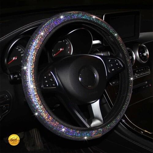 Car Steering Wheel Cover Diameter 37-38cm Car Steering-wheel Covers Shiny Snowflake Car Accessories Universal Car-styling