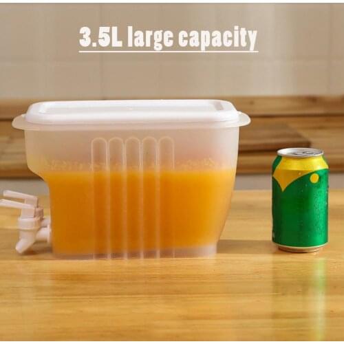 3.5L Cold Kettle Double Faucet Large Capacity Storage Bucket For Fruit Juice Home Family Kitchen Refrigerator Accessories