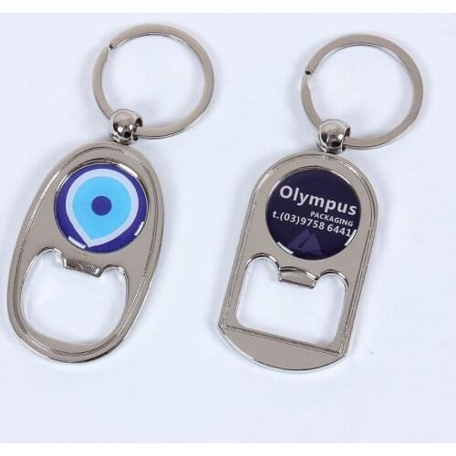 Branded Corporate Gift Promotional Item Customized Logo Beer Bottle Opener Keychain Key Ring Company Gift Full Color Printing