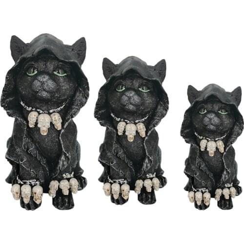 Garden Decoration Resin Black Cat Garden Decoration Animals Model DIY Craft for Home Party Outdoor Statues Decoration