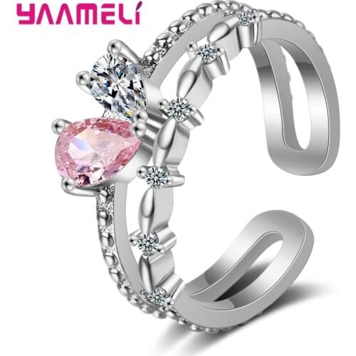 New Fashion Real 925 Sterling Silver Wedding Ring for Women Cubic Zirconia Jewelry Crystal Paved Zircon Rings Engagement Ring