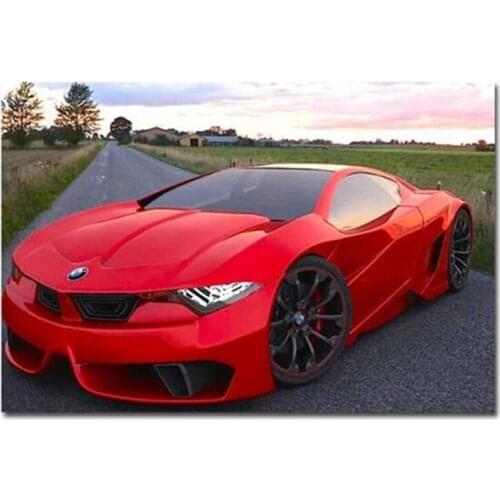 Red Car DIY Painting By Numbers Kits Landscape Acrylic Paint On Canvas Hand Painted Gift For Home Decor 40*50cm