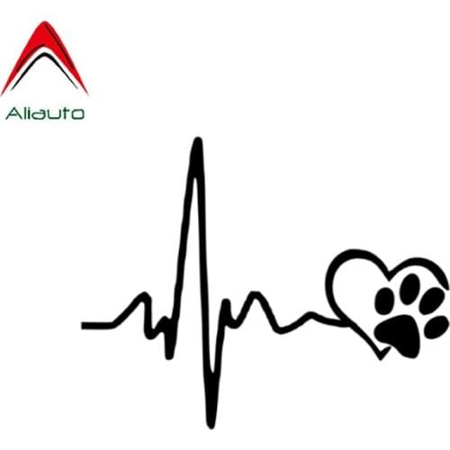 Aliauto Creative Car Sticker Heartbeat Love Dog Footprints Waterproof PVC Decal for Opel Corsa Hyundai Creta Vw Beetle,13cm*10cm