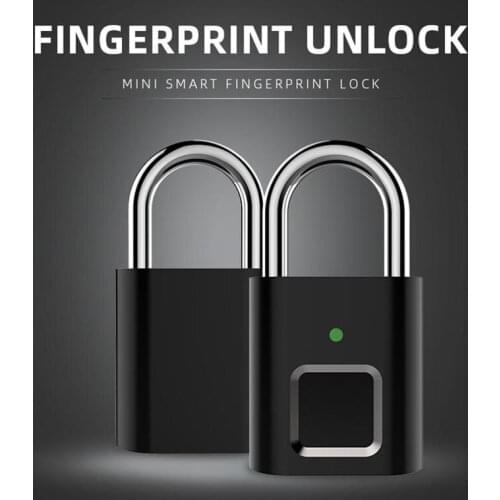 L34 Mini Unlock Rechargeable Smart Lock Keyless Fingerprint Lock Anti-Theft Security Padlock Door Luggage Lock Small Box