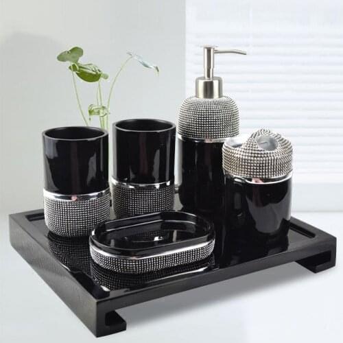 European Style Home Decoration Bathroom Set Five-piece Set Toiletry Kit Soap Dispenser Lotion Bottle Toothbrush Holder Set