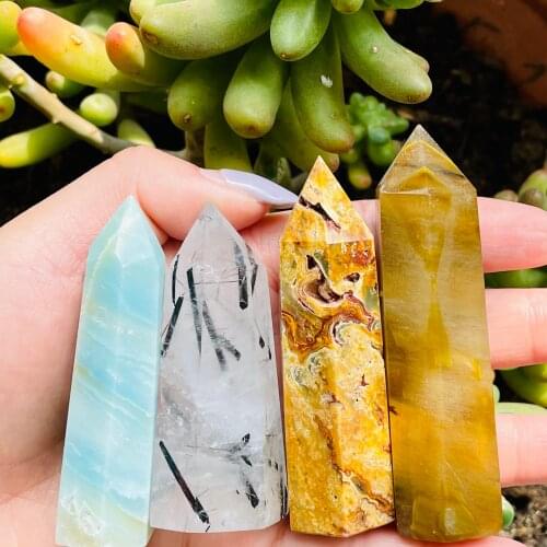 6Pcs Natural crystal pillars reiki healing crystal and gem mineral set