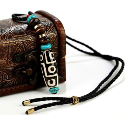 Creative Nine Eyes Dzi Beads Pendant Necklace For Women Men Natural Stone Wood Beads Necklace Tibetan Buddhist Jewelry