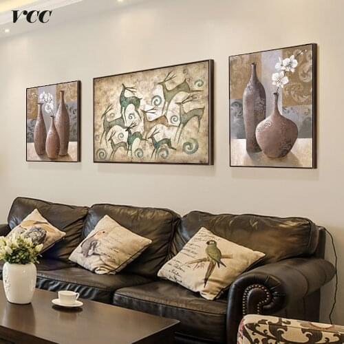 Deer Flower Picture Poster,Wall Art Canvas Painting,Paintings On The Wall,Wall Pictures For Living Room,Wall Decor,Home Decor