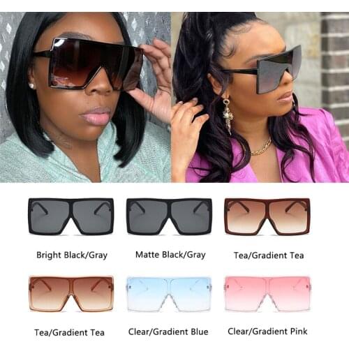 Wholesale Sunglasses Oversized Luxury Square Shades Glasses Flat Top Big Frame One Piece Lens Vintgae Sun Glasses Women Vendors