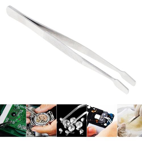 108mm Stainless Steel Sanding Tweezers Flat Mouth Tool for Electronics,Jewelry and Other Fine
