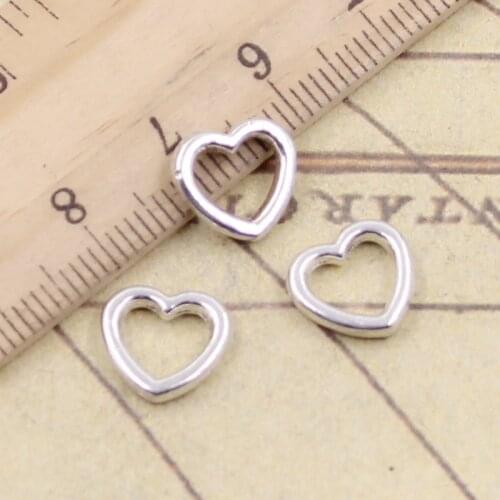 30pcs Charms Hollow Heart 10x10mm Tibetan Silver Color Pendants Antique Jewelry Making DIY Handmade Craft