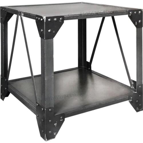 Custom Retro Industrial Wind Side Table Sofa Side Table Side Cabinet Iron Art Small Coffee Table Square Coffee Table Simple Seat