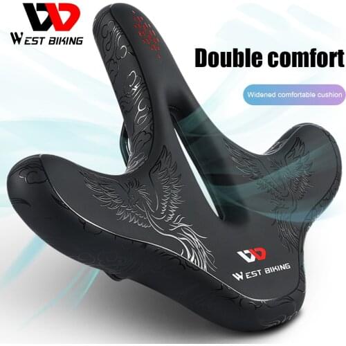 Widened MTB Bike Saddles Bicycle Hollow Breathable Bicycle Seat Cushion Waterproof Spring Shock Absorption Comfort Saddles