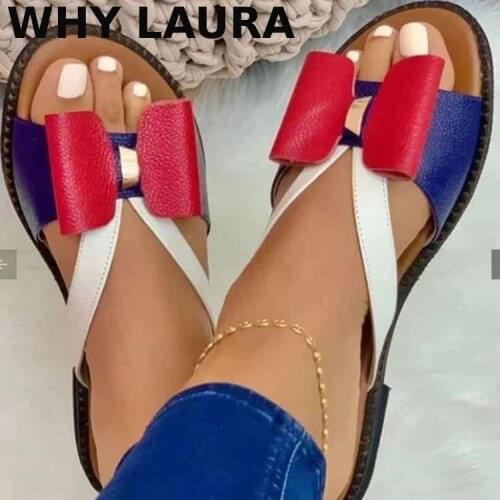 Sandal Women summer leisure outdoor beach slipper flat open toe bow decorated slipper