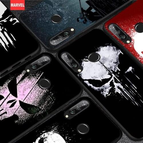 Silicone Cover Marvel Punisher Skull For Huawei P50 P40 P30 P20 Pro P10 P9 P8 Lite E Plus 2019 Phone Case