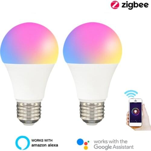 Tuya Zigbee Smart RGBCW E27 LED Light Bulb Lamp Smart Home For Tuya Smart Life Smartthings Zigbee Hub Alexa Google Home