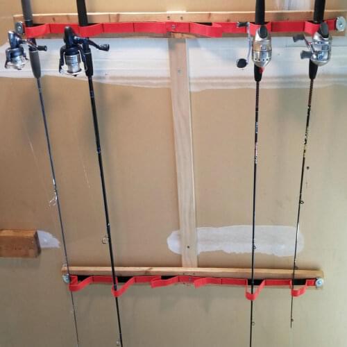 Soft Webbing Overhead or Wall Fishing Rod Rack Fit Fishing Rods,Hiking Poles,Ski Poles,Hockey Sticks and Cue