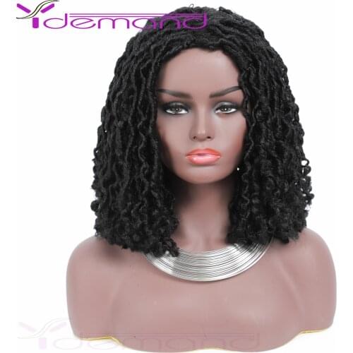 Y Demand Goddess Faux Locs Braids Short Wigs Black Free Part Crochet Locs Synthetic Hair For Men Or Women