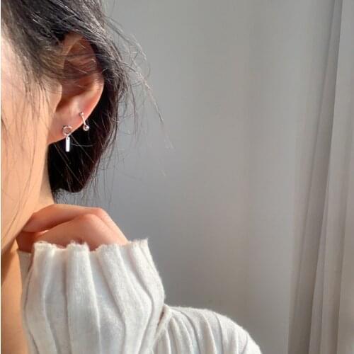 Hoop Earrings For Women Round Beads Asymmetrical Geometric Female Korean Girl Fashion Punk Jewelry Wholesale Present BOYULIGE