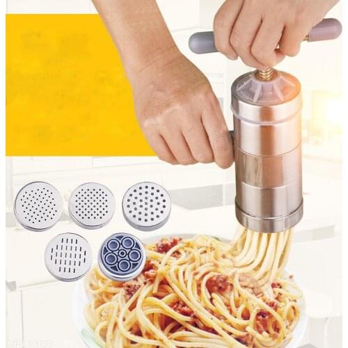 1 Set Noodle Maker Household Manual Stainless Steel Pressing Machine Kitchen Tool Hollow Noodle Machine Handmade Noodle Machine