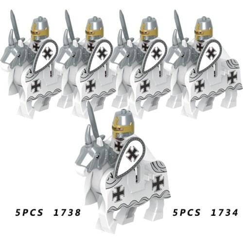 10pcs Medieval Knight Warhorse Model Building Blocks Compatible Warrior Soldier Action Figure Series Bricks Kids Toys