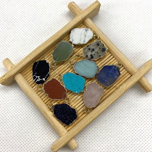 2 Pieces of Natural Stone Pendants Amethyst Turquoise Opal Lapis Lazuli Irregular Shape Handmade DIY Necklace Bracelet Pendant