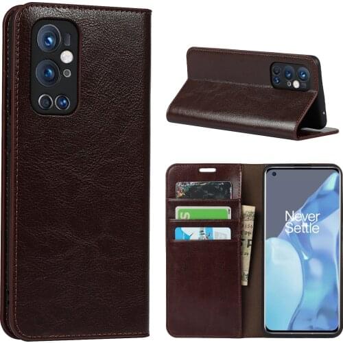 Natural Genuine Leather Skin Flip Wallet Book Phone Case Cover On For One Plus Oneplus 9 Pro 5G Oneplus9 9Pro 128/256 GB Global