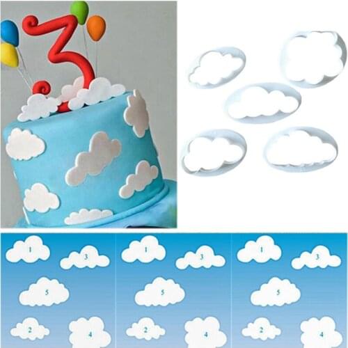 5PCS/Set Cloud Shape Cookie Cutter Custom Made 3D Printed Fondant Cookie Cutter Biscuit Mold for Cake Decorating Tools