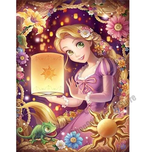 5D DIY Diamond Painting Disney Cross Stitch Kits Long Hair Princess Diamond Embroidery Mosaic Home Decor Full Drill Painting