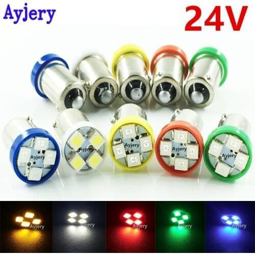 AYJERY 500 PCS 24V BA9S 1210 4 SMD T4W T11 LED Bulbs Turn Signal Lights Auto Car Light 4 LED Light White Blue Red Car Styling