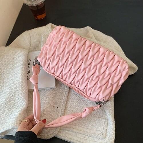 Branded PU Leather Crossbody Bag for Women 2021 Summer Travel Trends Baguette Shoulder Purses and Handbags Lady Chain Black