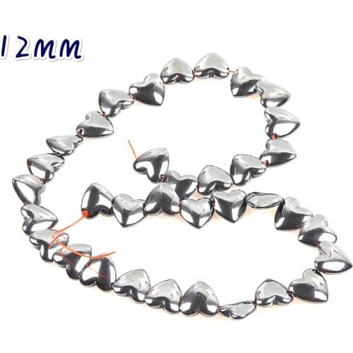 Natural Hematite Heart-shaped Loose Beads 12mm Black Magnet Love Beads For Making Jewelry DIY Bracelets Necklace Accessories