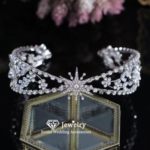 CC Wedding Crown Women Hair Accessories Bridal Headdress Engagement Jewelry Coronets Flower Shape Hairband Romantic Diadem xy431
