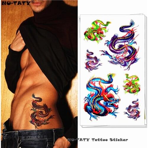 Nu-TATY Color Chinese Dragon Temporary Tattoo Body Art Arm Flash Tattoo Stickers 17*10cm Waterproof Fake Henna Painless Tattoo