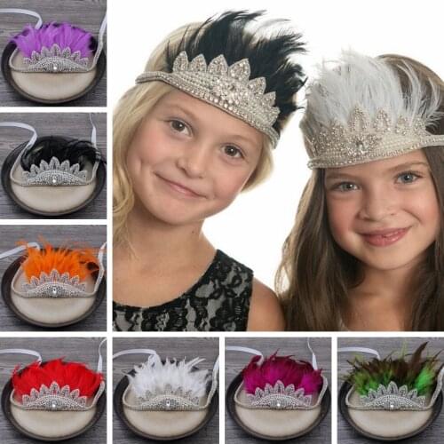 Yundfly Feather Baby Headband Crown Kids Bohemian Crown Headband Boho Chic Girls Feather Headband Pixie Crown