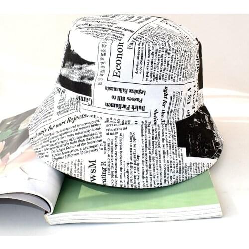 Ins hat children spring and summer school Fengfu ancient newspaper pattern fishermans hat men tide Han Free Shipping