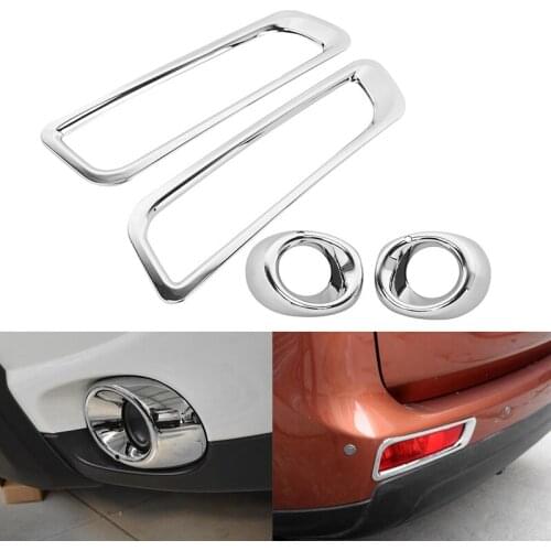 For Mitsubishi Outlander 2013 2014 Chrome Front Rear Fog Light Foglight Lamp Cover Trim Bumper Protector Car Styling