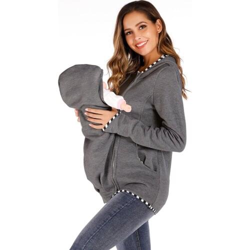 Women Carry Baby Pregnancy Mother Pregnant Women Kangaroo Jacket Tops Clothes Parenting Baby Hooded Sweatshirt For Pregnant