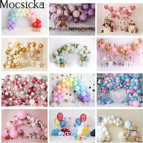 Mocsicka 1st Birthday Backdrop for Cake Smash Balloon Decoration Background Kids Child Portrait Polyester Photography Background
