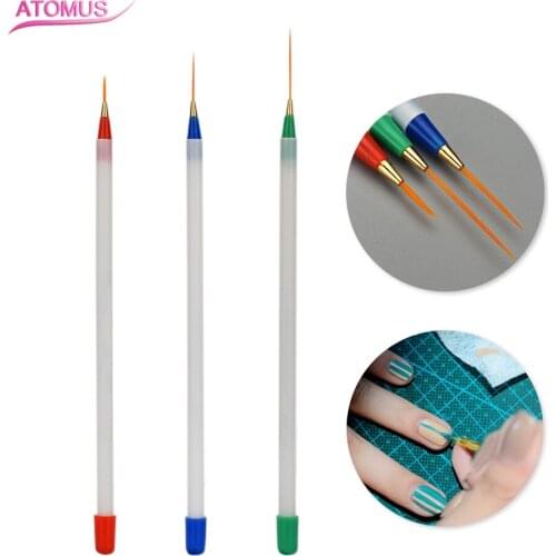 Nail Art Brush Liner Dotting Fan Design Acrylic Builder Flat Crystal Painting Drawing Carving Pen UV Gel Manicure Tips Design